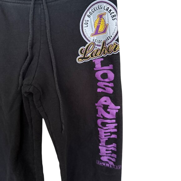 Vintage Los Angeles Lakers Graphic Sweatpants Nba Basketball Black Purple - Picture 2 of 4
